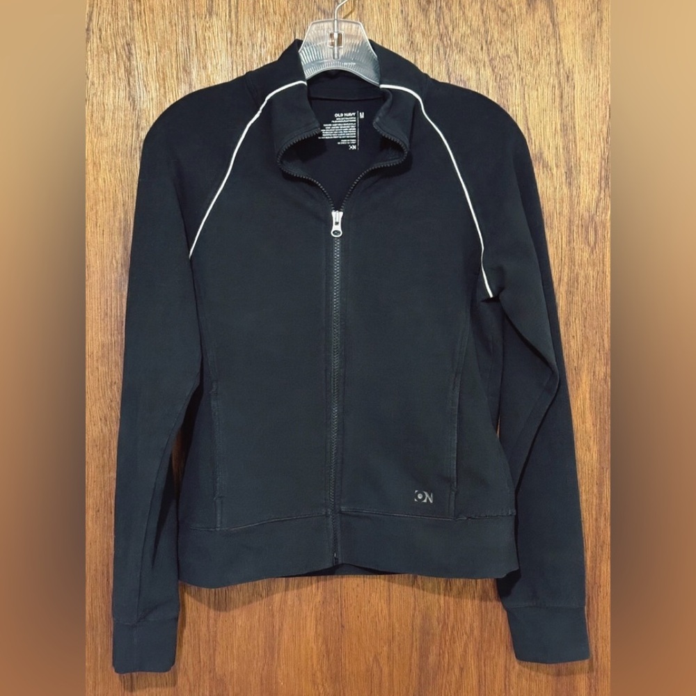 Old Navy Women’s Fitted Black Track Jacket Size Medium